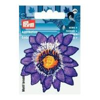 prym iron or sew on fabric motif applique purple yellow flower