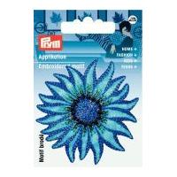 Prym Iron or Sew On Fabric Motif Applique Blue Flower