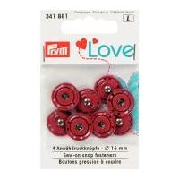 Prym Love Sew On Snap Fasteners Red