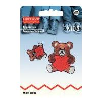 Prym Iron On Embroidered Motif Applique Small & Large Teddy with Hearts