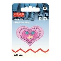 Prym Iron On Embroidered Motif Applique Small Pink Heart