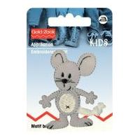 Prym Iron On Embroidered Motif Applique Grey Mouse