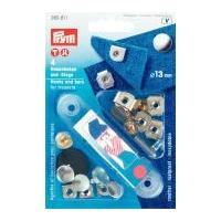 Prym Press On Rivetable Hooks & Bars for Trousers & Skirts with Plate Silver