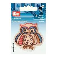 Prym Iron On Embroidered Motif Applique Brown & Beige Owl