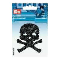 Prym Iron On Embroidered Motif Applique Glamour Skull Transfer