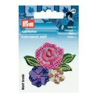 Prym Iron On Embroidered Motif Applique Rose Flowers