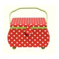 prym polka dot large sewing box red white green