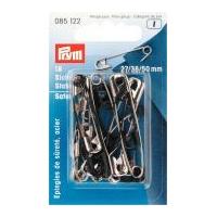 prym hardened metal safety pins silver black