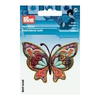 Prym Iron On Embroidered Motif Applique Multicoloured Butterfly
