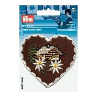 Prym Iron On Embroidered Motif Applique House & Edelweiss Heart Patch