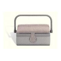 Prym Dots & Stripes Small Sewing Basket Grey