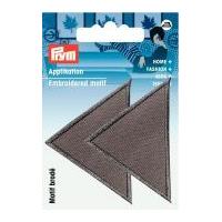 prym iron on embroidered triangular motif applique large grey