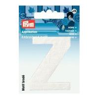 Prym Iron On Embroidered Letter Motif Applique Letter Z - White