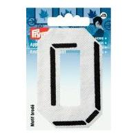 Prym Iron On Embroidered Number Motif Applique Small Number 0 - White