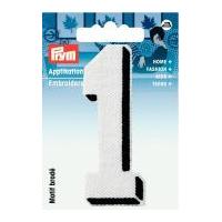 Prym Iron On Embroidered Number Motif Applique Small Number 1 - White