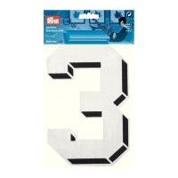 Prym Iron On Embroidered Number Motif Applique Large Number 3 - White