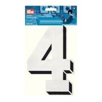 Prym Iron On Embroidered Number Motif Applique Large Number 4 - White