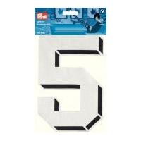 Prym Iron On Embroidered Number Motif Applique Large Number 5 - White