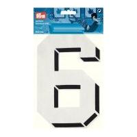 Prym Iron On Embroidered Number Motif Applique Large Number 6 - White