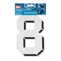 Prym Iron On Embroidered Number Motif Applique Large Number 8 - White