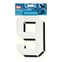 Prym Iron On Embroidered Number Motif Applique Large Number 9 - White