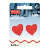 Prym Iron On Embroidered Motif Applique Two Red Hearts