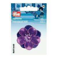 Prym Iron On Embroidered Motif Applique Purple Flower
