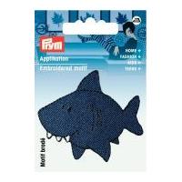 Prym Iron On Embroidered Motif Applique Blue Shark