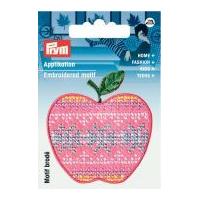 Prym Iron On Embroidered Motif Applique Pink & Blue Apple
