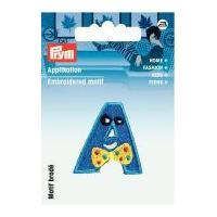 Prym Iron On Embroidered Kids Letter Motif Applique Letter A - Blue & Multicoloured