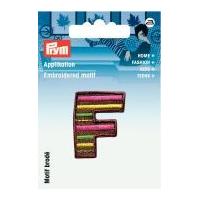 Prym Iron On Embroidered Kids Letter Motif Applique Letter F - Brown & Multicoloured