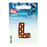 Prym Iron On Embroidered Kids Letter Motif Applique Letter L - Brown & Multicoloured