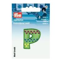Prym Iron On Embroidered Kids Letter Motif Applique Letter P - Green & Multicoloured