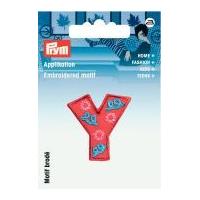 Prym Iron On Embroidered Kids Letter Motif Applique Letter Y - Red & Multicoloured