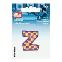 Prym Iron On Embroidered Kids Letter Motif Applique Letter Z - Lilac & Multicoloured