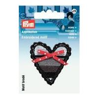 Prym Iron On Embroidered Motif Applique Heart With Bow