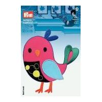 Prym Iron On Embroidered Motif Applique Large Multicoloured Bird