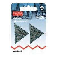 Prym Iron On Embroidered Triangular Motif Applique Small - Grey