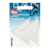 Prym Iron On Embroidered Triangular Motif Applique Large - White