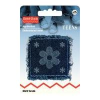 prym iron on embroidered motif applique flower square for jeans