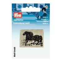 Prym Iron On Embroidered Label Motif Applique Black & Beige Horse