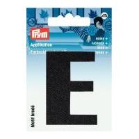 Prym Iron On Embroidered Letter Motif Applique Letter E - Black