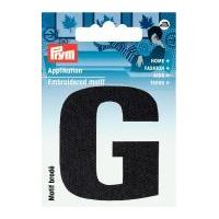 Prym Iron On Embroidered Letter Motif Applique Letter G - Black