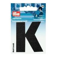 Prym Iron On Embroidered Letter Motif Applique Letter K - Black