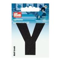 Prym Iron On Embroidered Letter Motif Applique Letter Y - Black