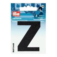 Prym Iron On Embroidered Letter Motif Applique Letter Z - Black
