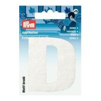 Prym Iron On Embroidered Letter Motif Applique Letter D - White
