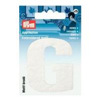 Prym Iron On Embroidered Letter Motif Applique Letter G - White