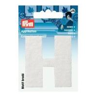 Prym Iron On Embroidered Letter Motif Applique Letter H - White