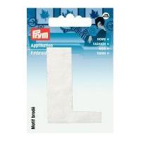 Prym Iron On Embroidered Letter Motif Applique Letter L - White